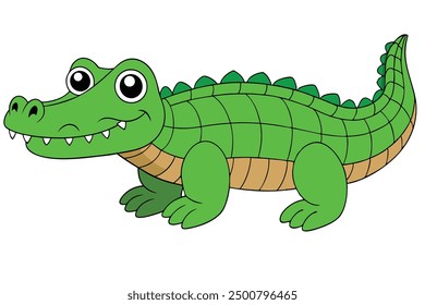 A sea crocodile vector art in white background illustration.