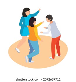 Sea cruise isometric composition with group of dancing female characters vector illustration