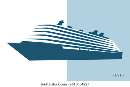 Navio de cruzeiro marítimo. Desenho esquemático Ilustração vetorial.