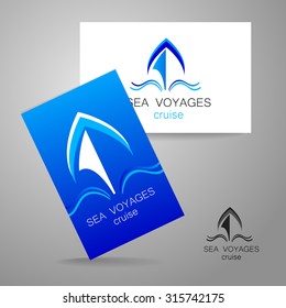 Sea cruise - logo. Design of the presentation of corporate identity on the example of a business card.