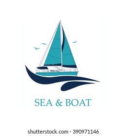 Sea cruise - logo. Design of the presentation of corporate identity on the example of a business card.