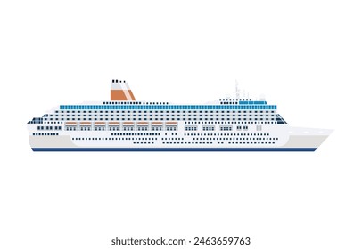 sea cruise ship isolated on white. Vector illustration flat style