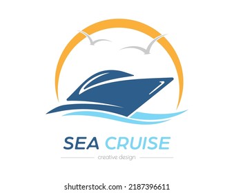 Sea Cruise Template Logo Sticker Stickers Stock Vector (Royalty Free ...