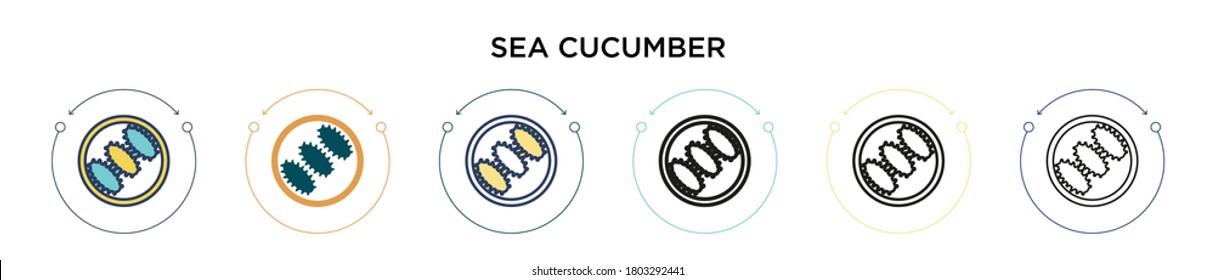 Sea cucumber icon in filled, thin line, outline and stroke style. Vector illustration of two colored and black sea cucumber vector icons designs can be used for mobile, ui, web