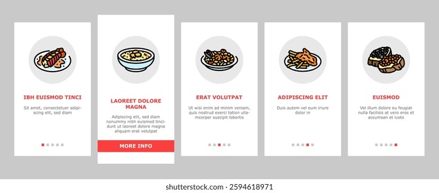 sea cuisine italian cook greece onboarding mobile vector food seafood, chef sea, fish bbq, greek dish, salmon restaurant, frozen, culinary sea cuisine italian cook greece illustrations