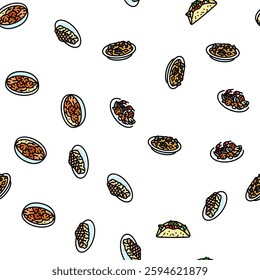 sea cuisine italian cook greece vector seamless pattern thin line illustration