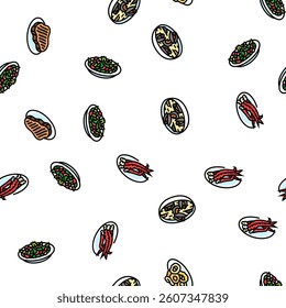 sea cuisine italian cook greece vector seamless pattern thin line illustration