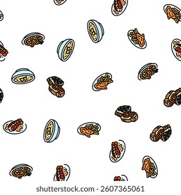 sea cuisine italian cook greece vector seamless pattern thin line illustration