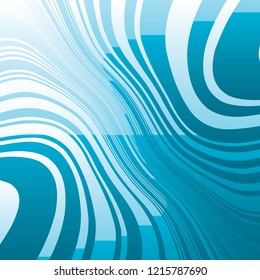 Sea Curve Random Chaotic Lines Abstract Geometric Pattern Texture, Modern, Contemporary Art Illustration with Blue Striped Lines, Wavy, Curving Distortion Effect, Bending, Warped Lines