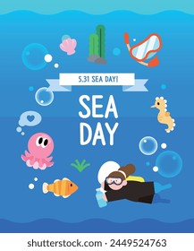 Sea Day Marine, Environmental Protection Campaign Illustration