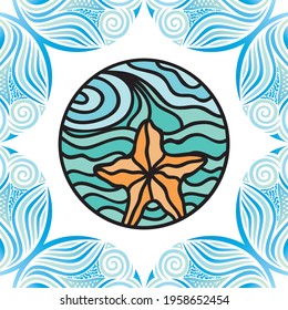 Sea decorative background. Vector illustration