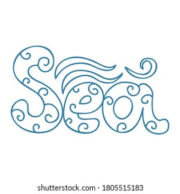 Sea decorative title. Vector illustration