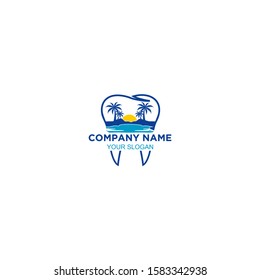 Sea Dental Logo Design Vector