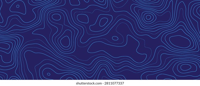 Sea Depth Topographic Map With Route And Coordinates Conceptual User Interface Blue Abstract Background. Bermuda Triangle