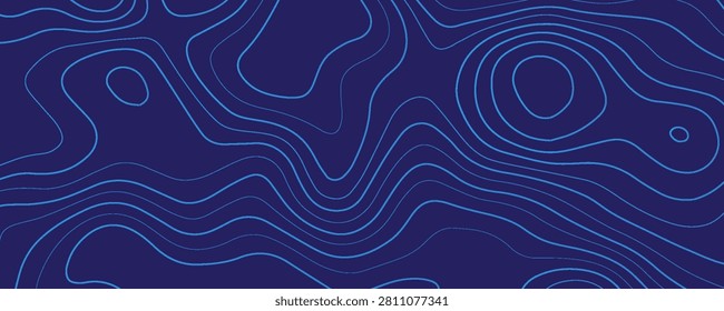 Sea Depth Topographic Map With Route And Coordinates Conceptual User Interface Blue Abstract Background. Bermuda Triangle