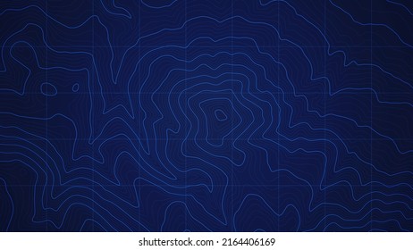 Sea Depth Vector Abstract Topographic Map Conceptual User Interface Dark Blue Background. Bermuda Triangle Underwater Area Illustration. Topography Relief Territory Cartography Art Wide Wallpaper