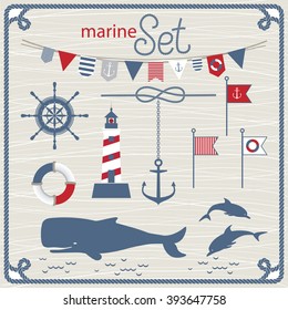 Sea design elements, vector set