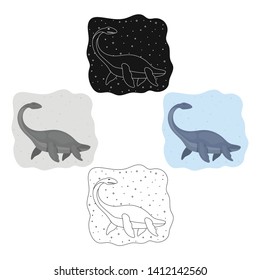 Sea dinosaur icon in cartoon,black style isolated on white background. Dinosaurs and prehistoric symbol stock vector illustration.