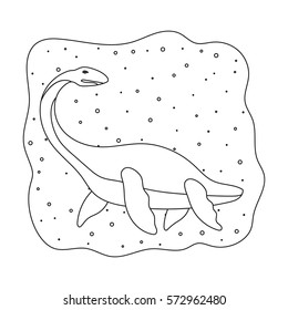 Sea dinosaur icon in outline style isolated on white background. Dinosaurs and prehistoric symbol stock vector illustration.