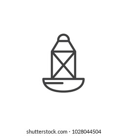 Sea directional buoy outline icon. linear style sign for mobile concept and web design. Oil lamp simple line vector icon. Symbol, logo illustration. Pixel perfect vector graphics