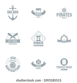 Sea dog logo set. Simple set of 9 sea dog vector logo for web isolated on white background