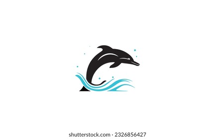 Sea with Dolphin logo black simple flat icon on white background