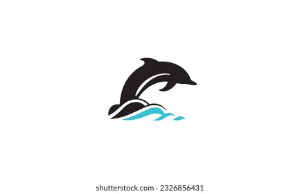 Sea with Dolphin logo black simple flat icon on white background