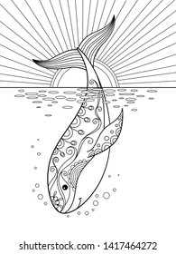 Sea Doodle Coloring Book Page Whale