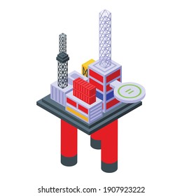 Sea drilling rig engineer icon. Isometric of sea drilling rig engineer vector icon for web design isolated on white background