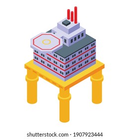 Sea drilling rig icon. Isometric sea drilling rig vector icon for web design isolated on white background