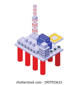 Sea drilling rig industry icon. Isometric of sea drilling rig industry vector icon for web design isolated on white background