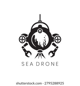 Sea Drone Robot Propeller Logo emphasizes a high-tech subaquatic exploration craft fitted with dual propulsion units. This versatile Deep Sea Drone Robot Propeller Logo balances heavy linework with fluid spaces to evoke maritime movement. Deploying this Deep Sea Drone Robot Propeller Logo highlights engineering prowess, hydrodynamic design, and marine robotics manufacturing.