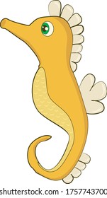 Sea dweller, seahorse, yellow, vector illustration