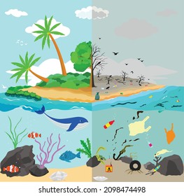 
the sea with its ecosystem and the surrounding environment is very beautiful. but because of irresponsible human actions that damage the marine ecosystem and the surrounding environment. 