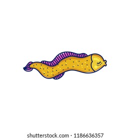 sea eel fish isolated on white background vector character. Underwater life children book illustration. Moray water animal symbol
