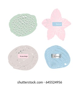 Sea elements set of coral, seashell, starfish with silver stroke texture. Pastel  colors. Use for save the date, greeting card, poster, banner, home decor,etc