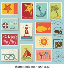 Sea elements - Vector stamp collection