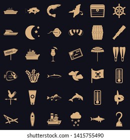 Sea environment icons set. Simple set of 36 sea environment vector icons for web for any design