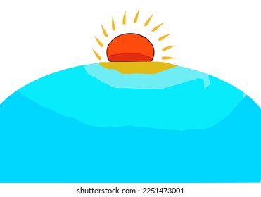 Sea with evening sun design background vector