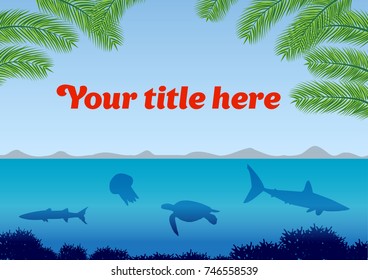 Sea exotic tourism destination advertising pattern with a text space