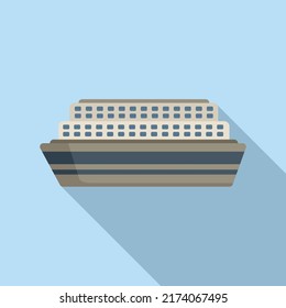 Sea Ferry Schiff Symbol flache Vektorgrafik. Flussboot. Frachtfront