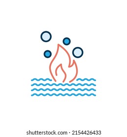 Sea with Fire vector concept modern icon or symbol
