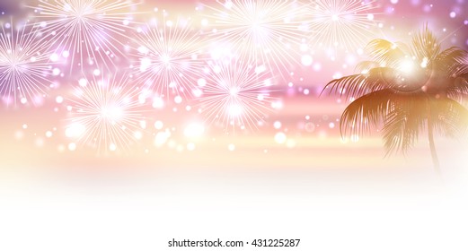 Sea fireworks landscape background