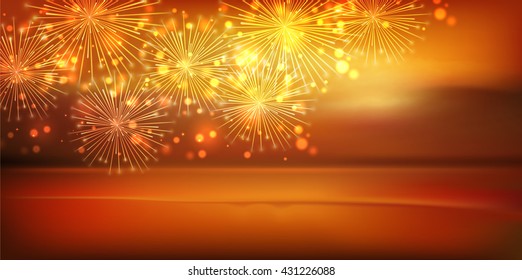 Sea fireworks landscape background