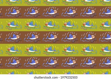 sea fish with big teeth.pattern, vector illustration