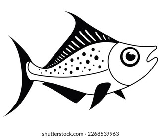 sea fish black icon. ocean dwellers. flat vector illustration.