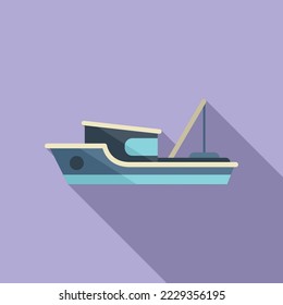 Icono de barco de pescado marino vector plano. Buque. Pesca marina