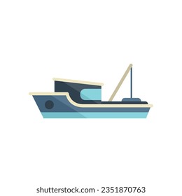 Sea fish boat icon flat vector. Ship vessel. Marine catch isolated