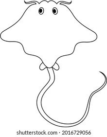 Sea fish cartoon outline vector art and illustration