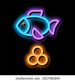 Sea Fish Caviar neon light sign vector. Glowing bright icon Sea Fish Caviar sign. transparent symbol illustration